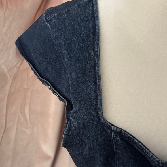 Free People Lia Denim Sweetheart Mini Dress Size M - Picture 5 of 6